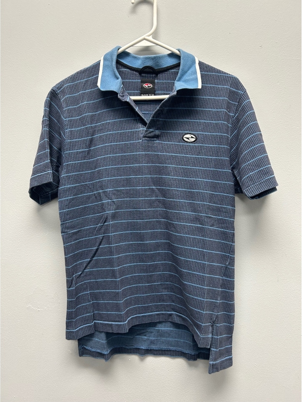 Vintage Y2K Nike Men's Blue Striped Cotton Polo Shirt